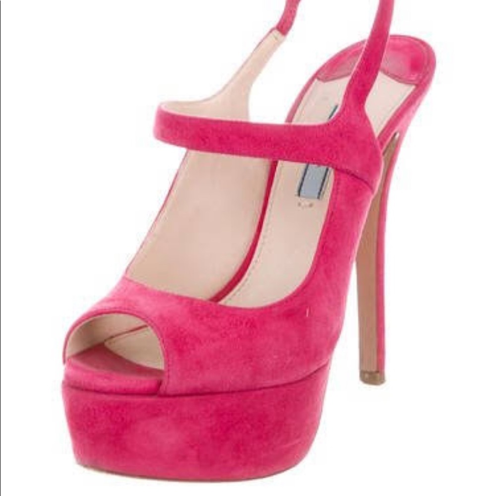 Prada Pink Suede Platform Sandals 6(36)